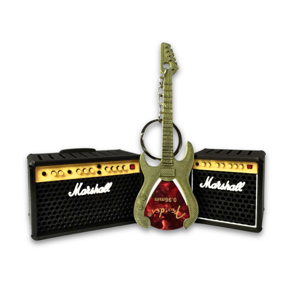 Kit Porta Palhetas Marshall + Chaveiro Porta Palheta + Palheta Fender 0.96mm