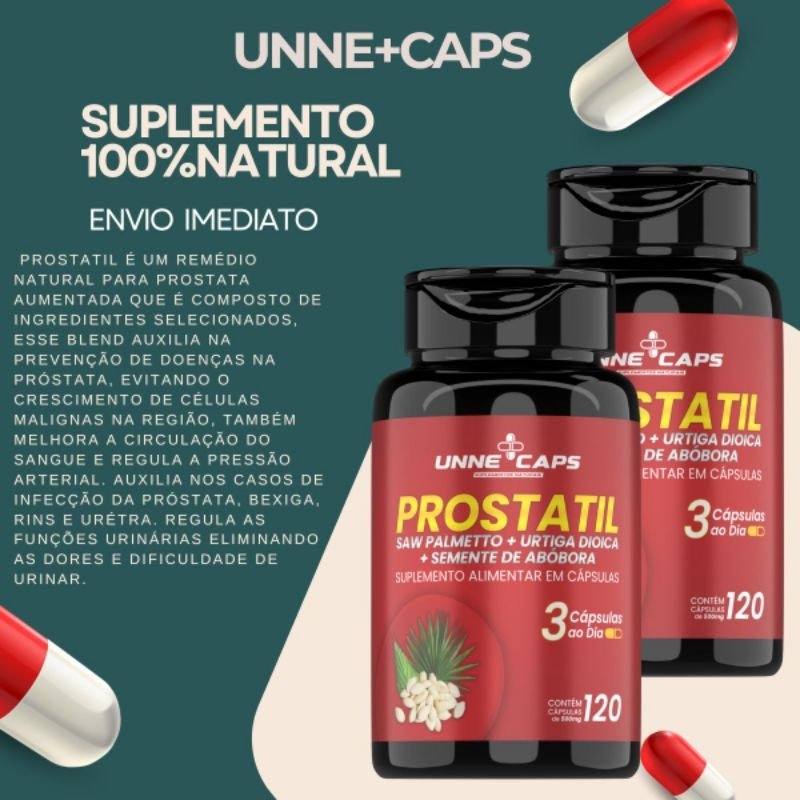 Prostatil 100%natural e Concentrado - UNNE+CAPS POTE de 120 cápsulas ...