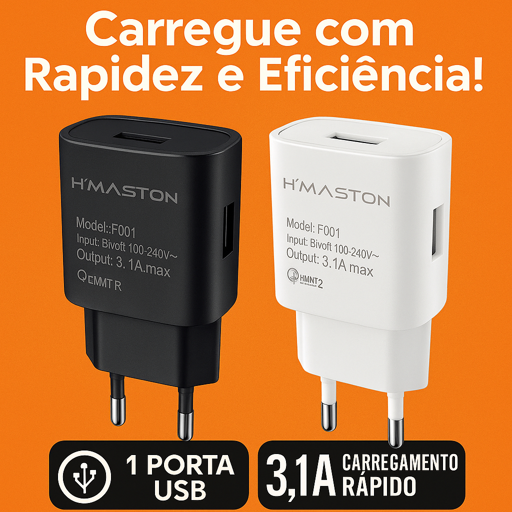 Carregador USB H'Maston F001 3.1 A MAX | Shopee Brasil
