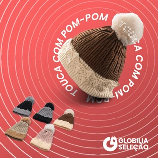 Touca Gorro Forrada Feminino De Inverno Com Pompom TOUCA DE LÃ OTIMA PARA USAR NO FRIO FMZ4126BD em Oferta na Shopee