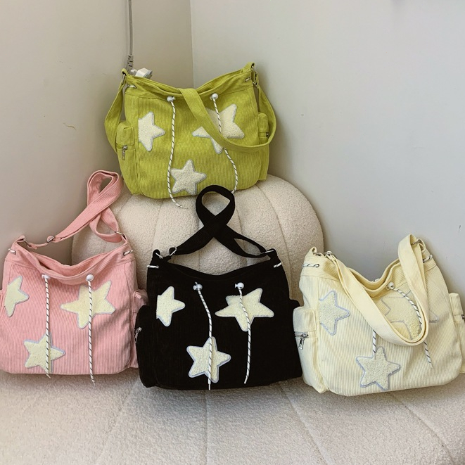 Bolsa Feminina Grande, Bolsa Transversal Bolsa De Ombro Lona Mochila Casual Para Escola Padrão De Design De Estrela