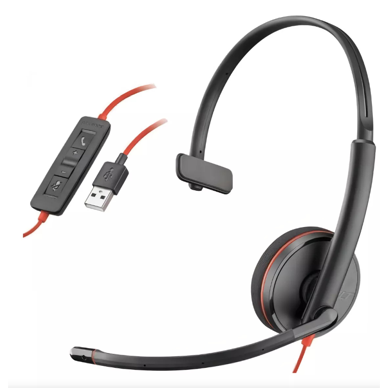 Headset Fone De Ouvido Mono Usb Premium com microfone flexível Ideal para Escritorio