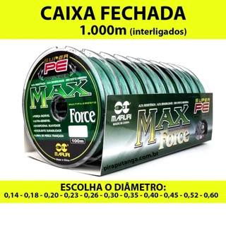 10 Linha Multifilamento Maruri Max Force 4X Super PE Verde Linha de Pesca Caixa Fechada 1000m