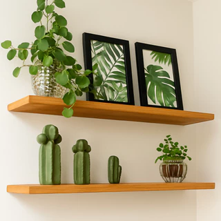 Kit de Prateleira 80x20cm Madeira com Suporte Invisível| Decorativa, Sala, Quarto, Plantas, Cozinha