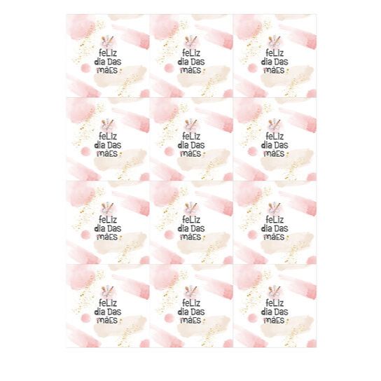 Adesivos Dia das Mães 4x4cm Quadrado com 48 Unidades - Pronta Entrega