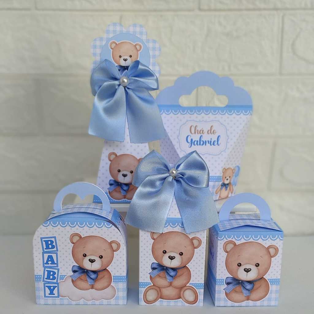 Kit Personalizado Chá de Fralda Ursinho - Lembrancinhas - Caixinhas para Aniversário