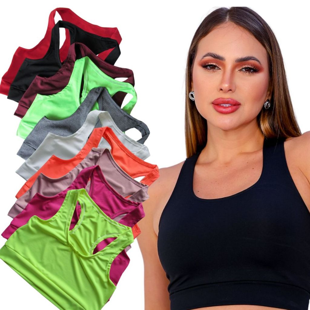 Kit 5 Top Fitness Suplex Academia Treino Corrida Lazer Crossfit Roupas ...