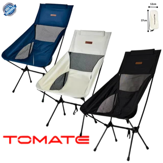 Cadeira Dobrável de Camping Encosto Alto Pesca Tela Resistente até 140kg Acampamento Tomate MCC-P003