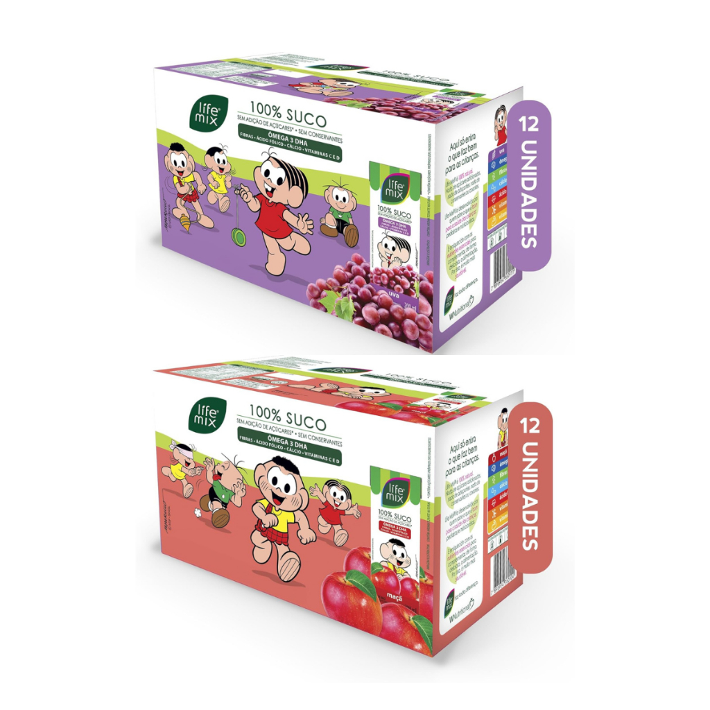 Kit 2 Packs Suco de Caixinha Life Mix Turma da Mônica Uva e Maçã 100% ...