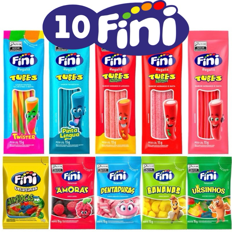 Balas Fini Kit Com 10un Sabores Sortidos - Tubes Sortidos, Bala Doce ...