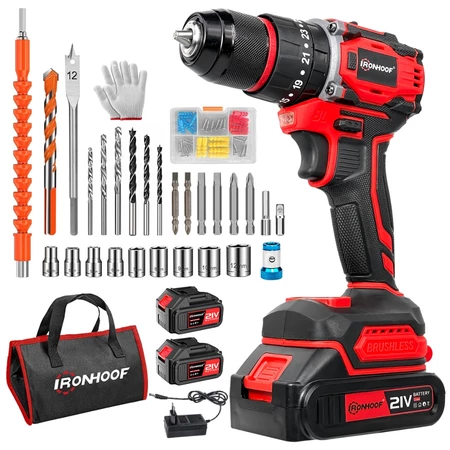Brushless Furadeira Parafusadeira de Impacto Elétrica 2 Baterias 120N
