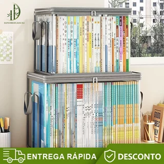 Saco De Armazenamento De Livros Recipiente De Coleção Transparente Estojo Empilhável Com Alça Organizador À Prova em Oferta na Shopee