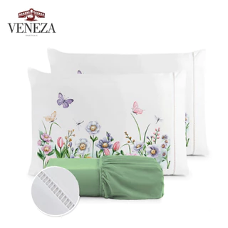 Kit Jogo de Cama Lençol Liso Fronha Estampada Micropercal 400 Fios Ponto Palito em Oferta na Shopee