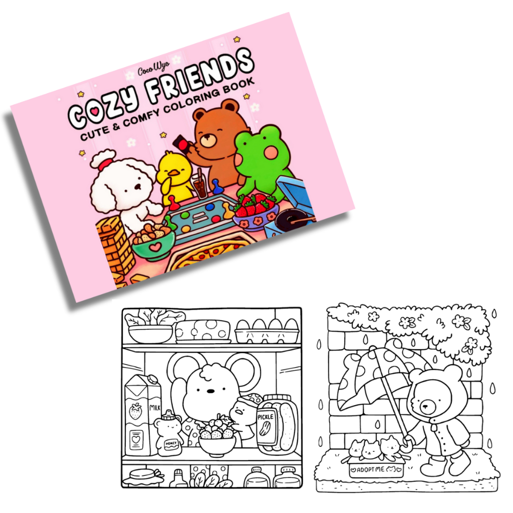 Livro De Colorir Cozy Friends Com 40 Desenhos Variados Página A5 Grossa ...