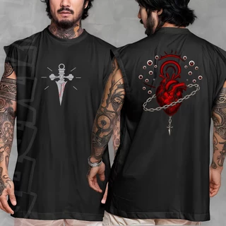 Camiseta regata machao oversized masculino Hunter X Hunter Heart Olhos unissex em algodao
