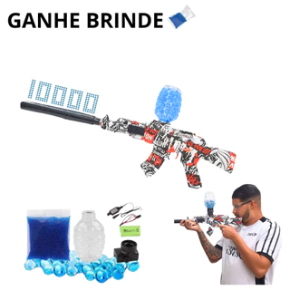 Arma Disparo Automatico Lança Bolinhas De Gel Oculos de Proteção Blaster Arminha de Gel