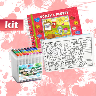 KIT Caderno de Pintura Comfy & Cozy 50 Folhas + Canetas Marcadoras TOUCH de Ponta Dupla 12-80un em Oferta na Shopee