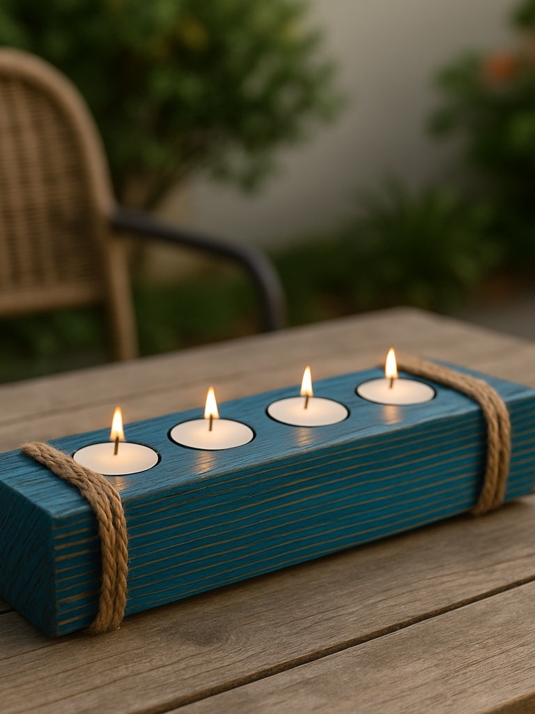 Porta-Velas Artesanais em Madeira Tratada e Colorida | Shopee Brasil