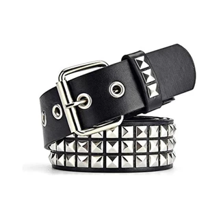 Cinto Com Rebite Punk De 3 Fileiras Cravejado