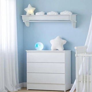 Prateleira Porta Fraldas com Varão 1m em MDF Branco Quarto de Bebê em Oferta na Shopee