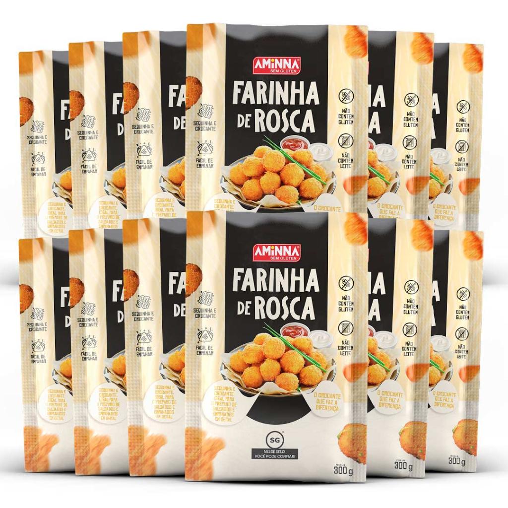 Kit 12 Unid. Farinha De Rosca Sem Glúten Aminna 300g | Shopee Brasil