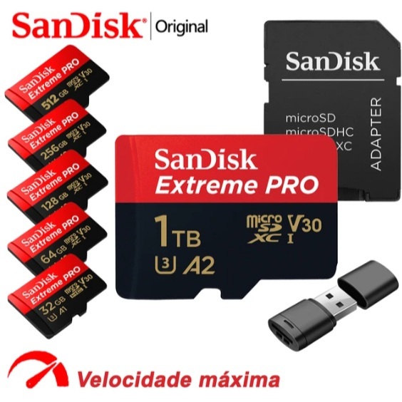 Cartão De Memória para Drones, Celular, Câmeras e GoPro Micro SD 128GB ...