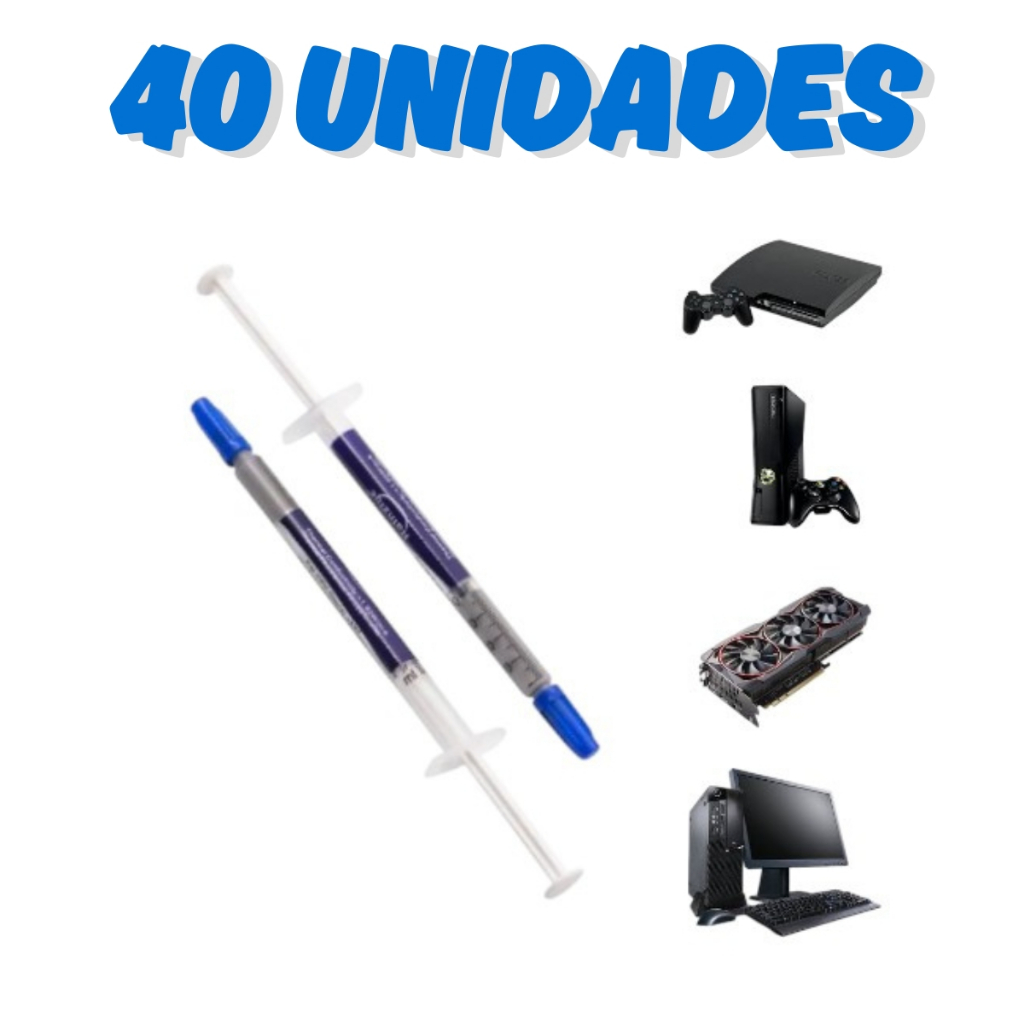 Kit 40 Unidades Pasta Térmica Seringa Computador Prata 1G PC Ps4 Placa ...