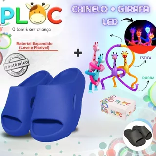 Kit Divertido Ploc - Chinelo Azul + Girafa Ploc LED Estica e Puxa MENINA em Oferta na Shopee