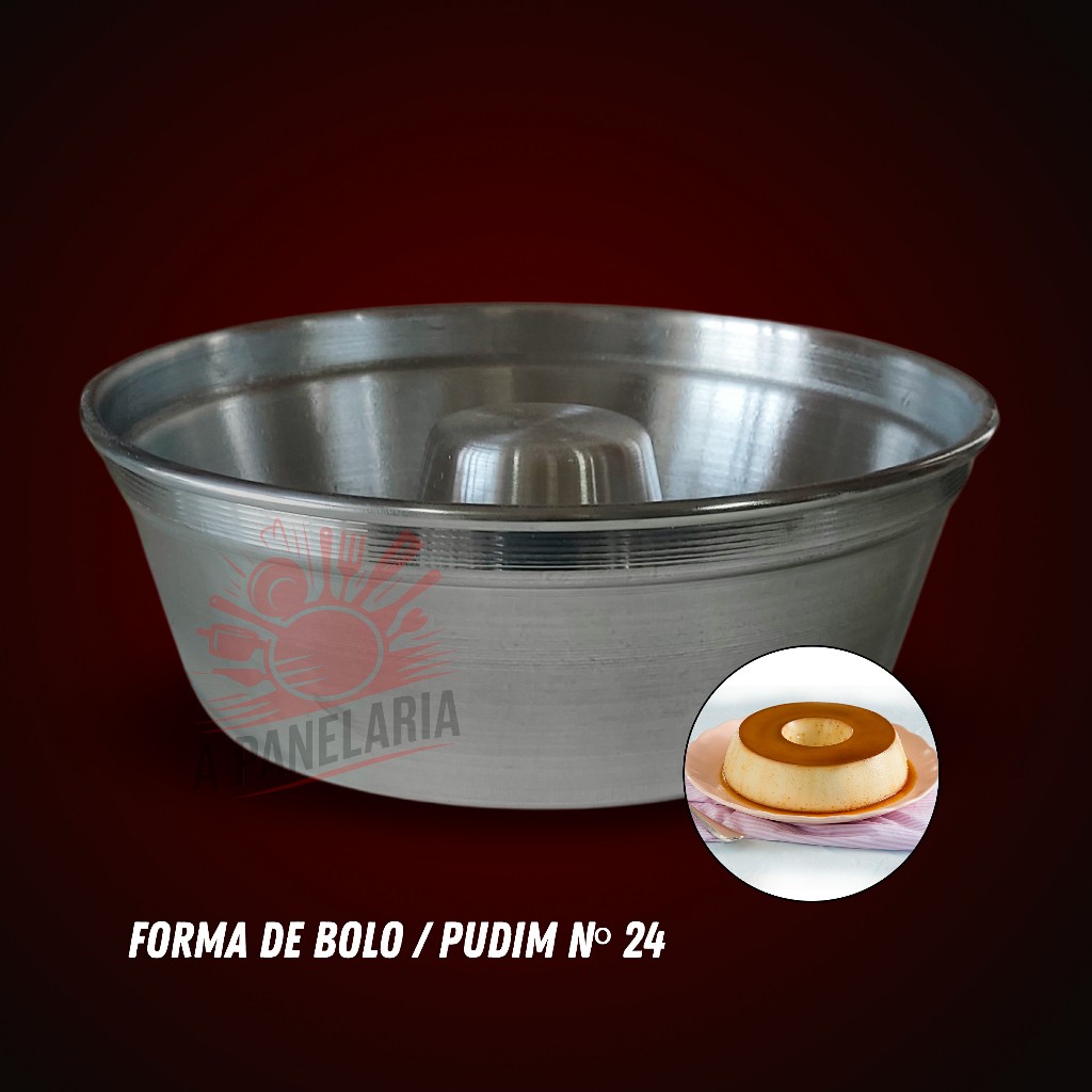 Forma Assadeira 24 cm diâmetro 2,8 L de alumínio Bolo Pudim 