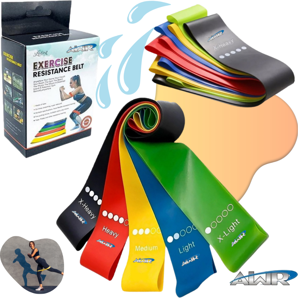 Kit 5 Faixas Elásticas Para Exercícios Multifuncional Yoga Fisioterapia e Treino