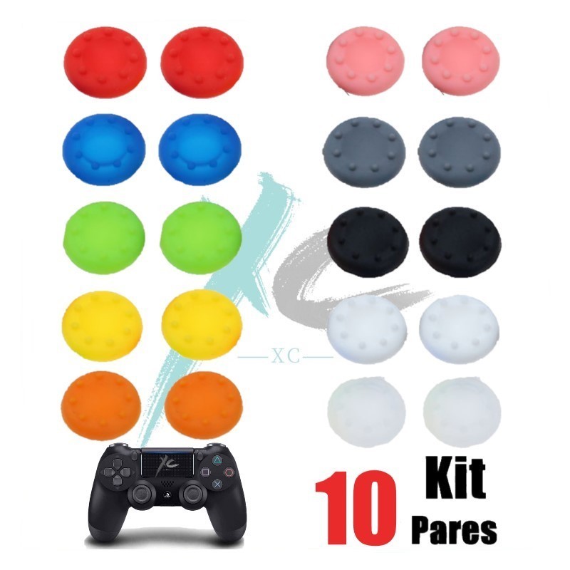 Kit 5 Pares de Grip borracha Protetora de Silicone para Analógicos de Controles de PS4/PS5/Xbox Series/One/360