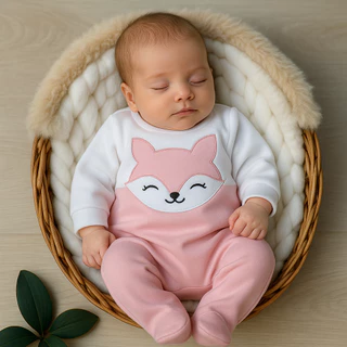 Macacão bebê menina raposinha rosa