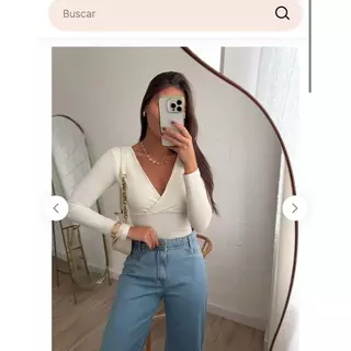 Cropped Feminino Frente Transpassada Manga Longa
