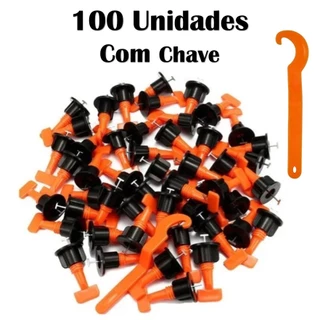 Kit 100 Nivelador Espaçador Reutilizável Pisos Porcelanato + Chave Aplicadora