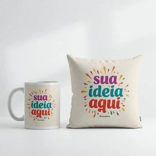 Kit Personalizado: Almofada + Caneca com Seu Tema/Foto!