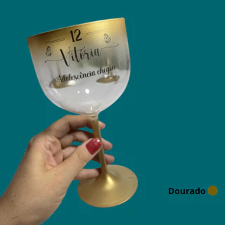 35 Taças Gin 450ml Pé e Borda pintadas Personalizada em 1 lado
