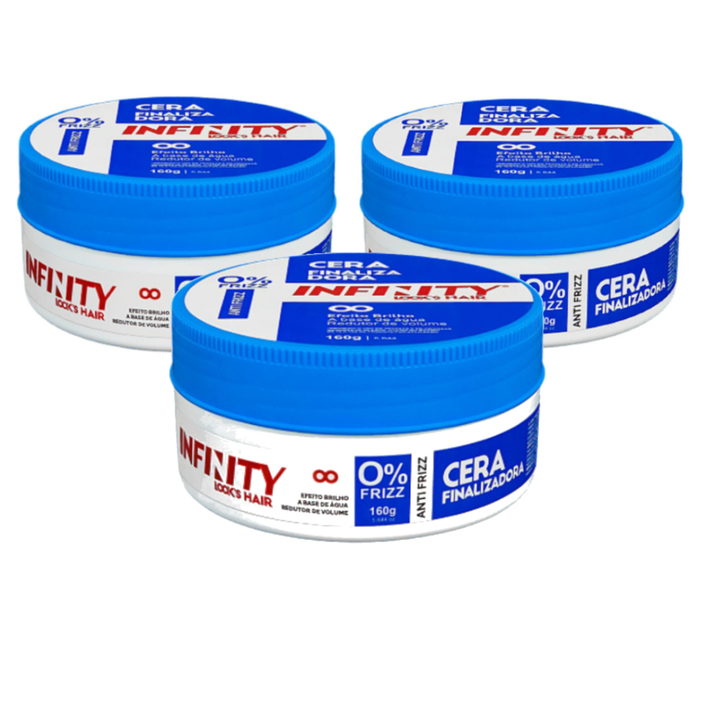 Kit 3x Cera Modeladora 160g Incolor Azul Infinity | Anti Frizz | Alta ...