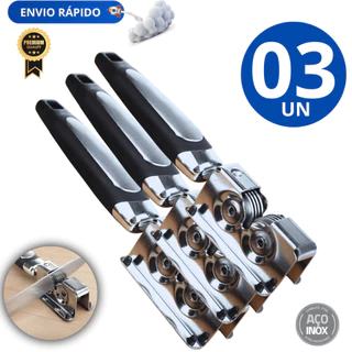 Jogo 03 Afiador Amolador de Facas Tesoura Canivete Cutelo Lâmina Inox Multifuncional Variáveis Utilidades em Oferta na Shopee