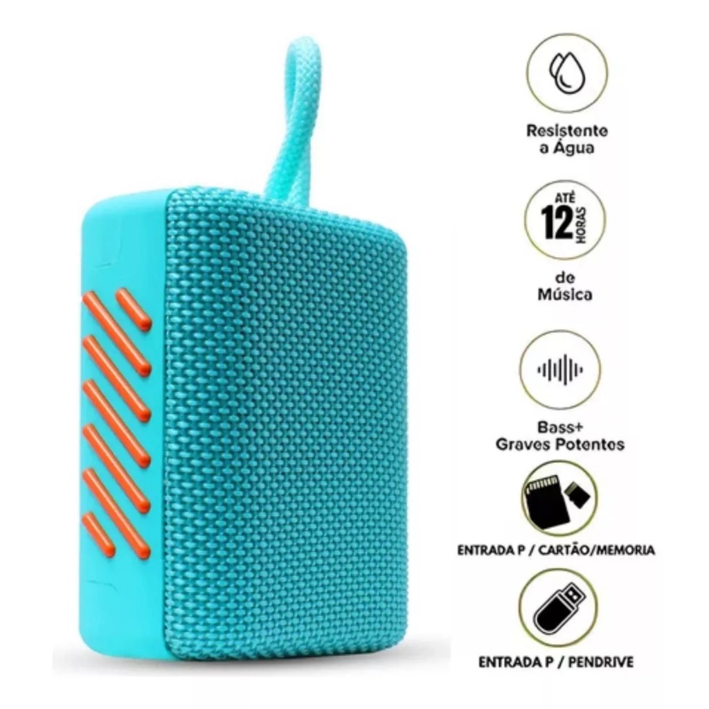 Caixa De Som Go 3 Bluetooth Portátil À Prova D 'Água Com Bateria Esportiva REAL LIFE