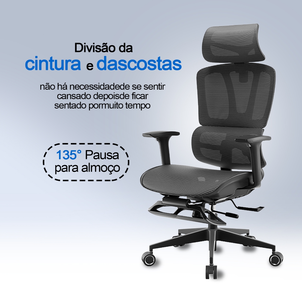 Cadeira de escritório ergonômica com assento ajustável e tecido ...