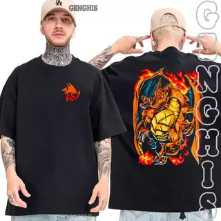 Camisa Charizard Pokémon Fogo Desenho Camiseta Unissex Oversized Algodão