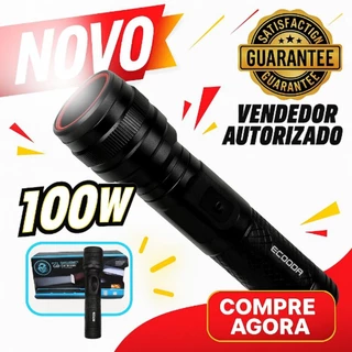 Lanterna Tática militar Led W100 10.000 Lumens Com Zoom Bateria Digital