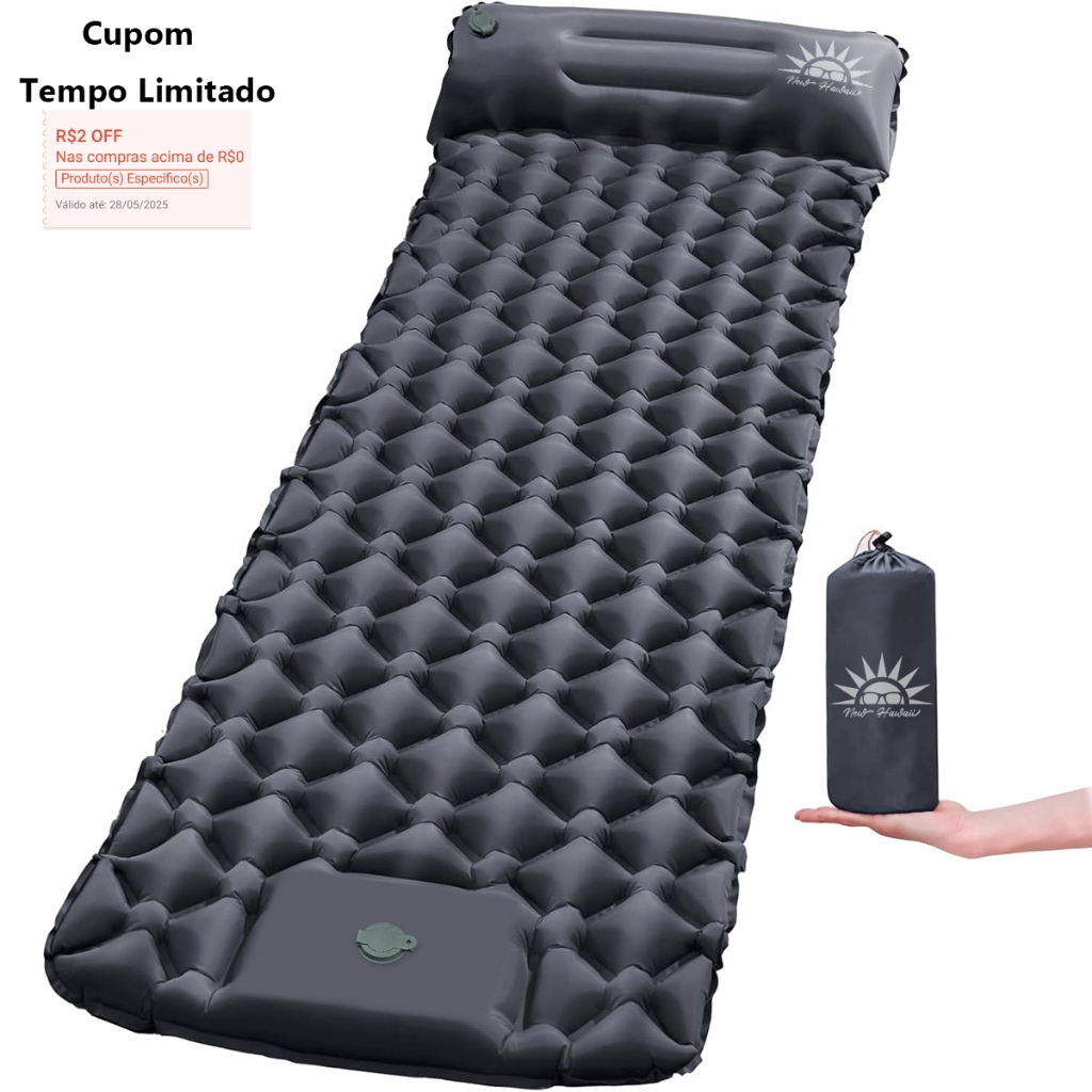 Colchão Inflável 190cm De Acampamento Ao Ar Livre Com Travesseiro ...