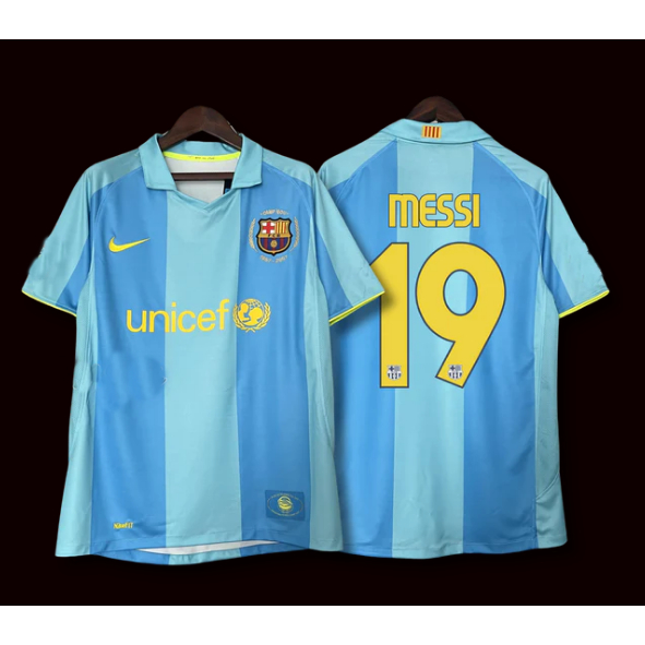Camiseta FC Barcelona 2007-2008 celeste dorsal messi