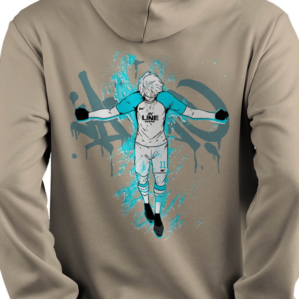 Blusa De Moletom Canguru Streetwear Anime Seishro Nagi Icon Blue