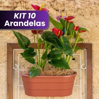 Kit 10 Vaso de parede Duplo plástico Arandela meia lua cuia 6L