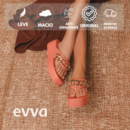 Chinelo Sandália Feminina Plataforma corrente Salto Super Leve e