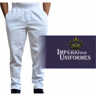 Calça de Brim Branca Reforçada Para Trabalho