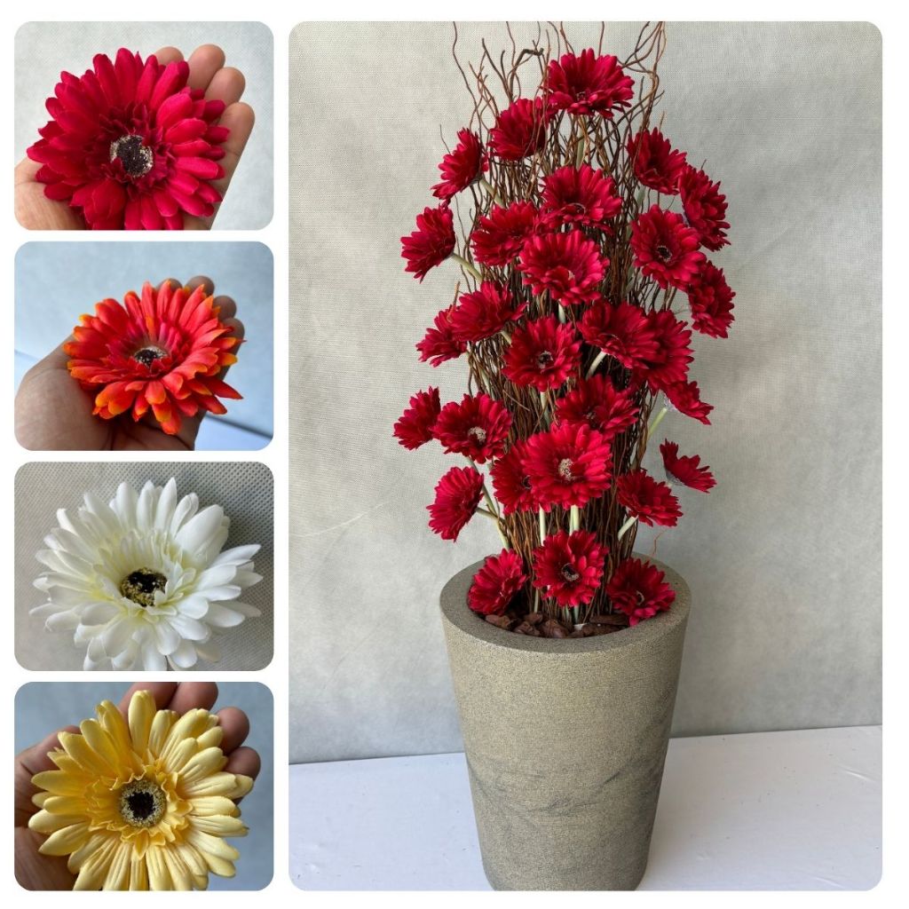 ATACADO Gérberas Artificiais Realistas – Flores em Tecido Para Arranjos ...