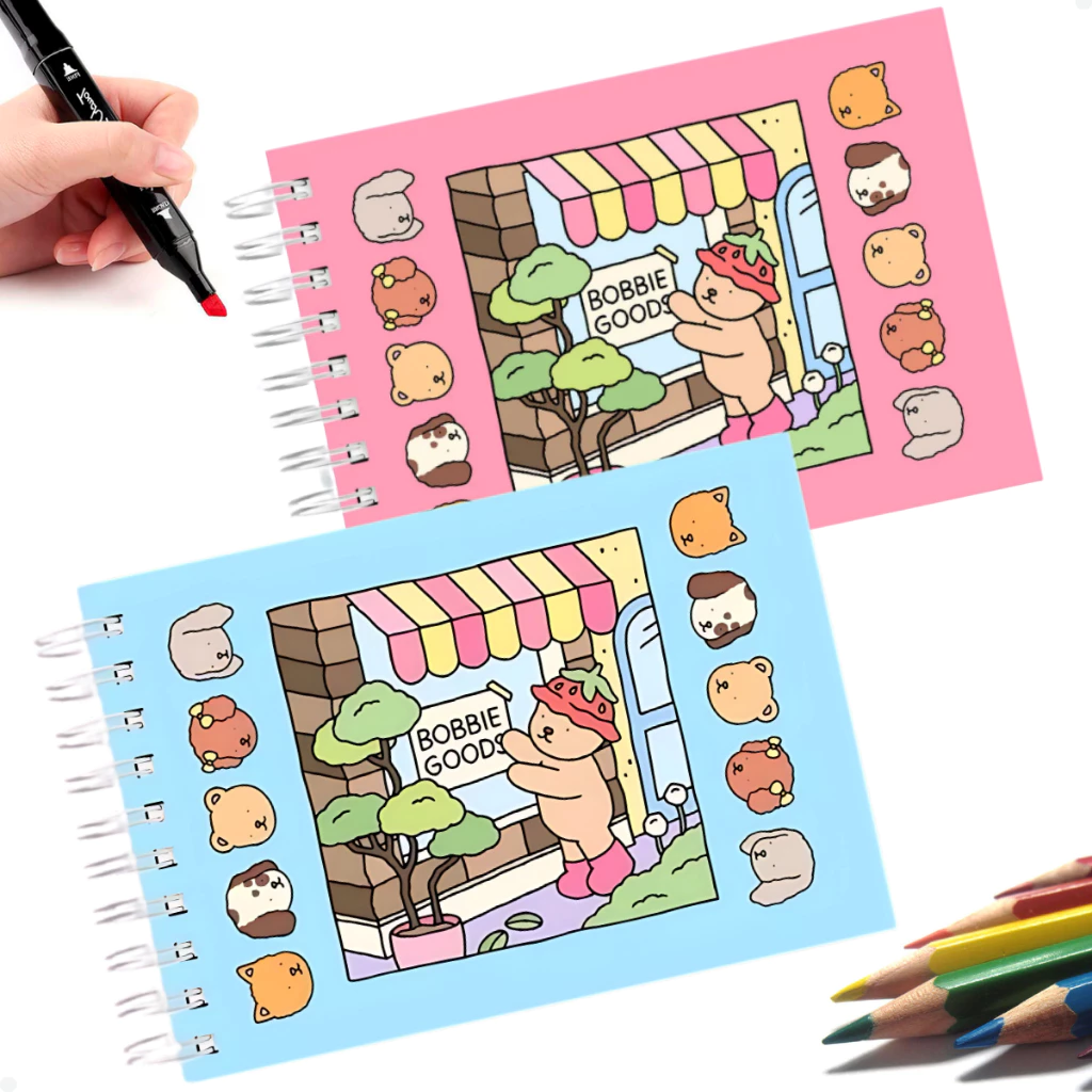 KIt 1/2 Livros Bob Goods para Colorir Capa Dura 48 Folhas Rosa e Azul